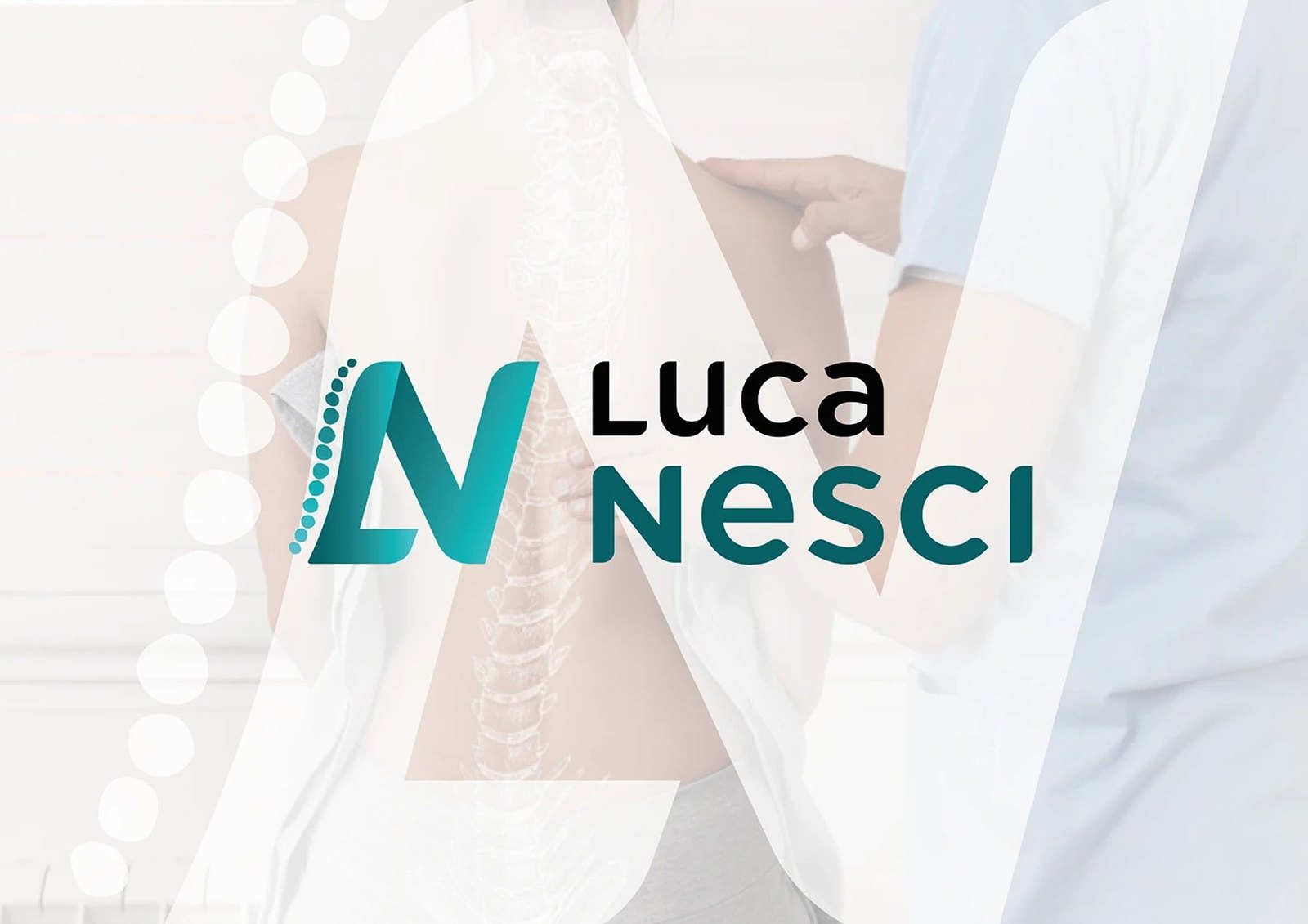Luca Nesci, il logo e la palette ottanio, bianco e azzurro