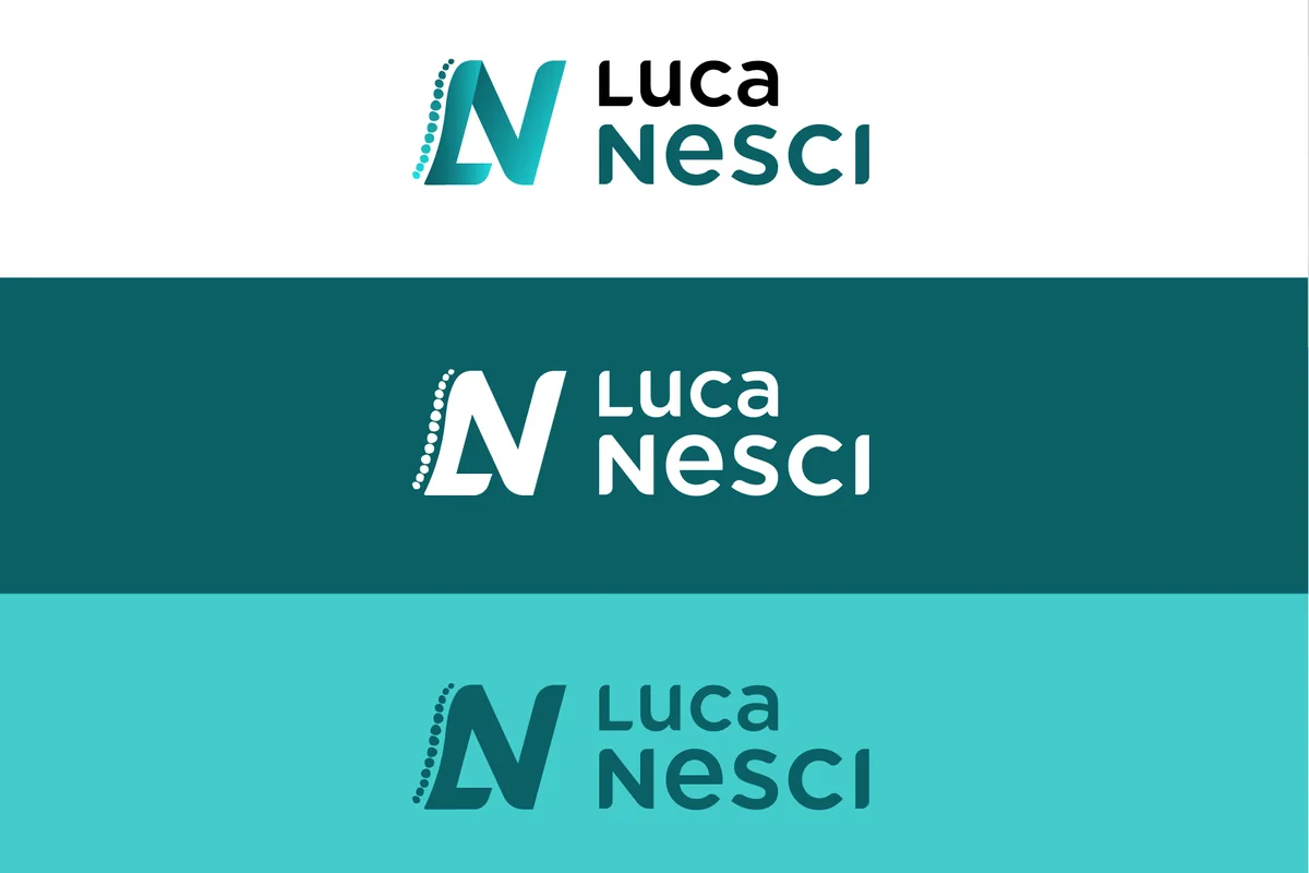 Luca Nesci, il logo su tre fondi diversi