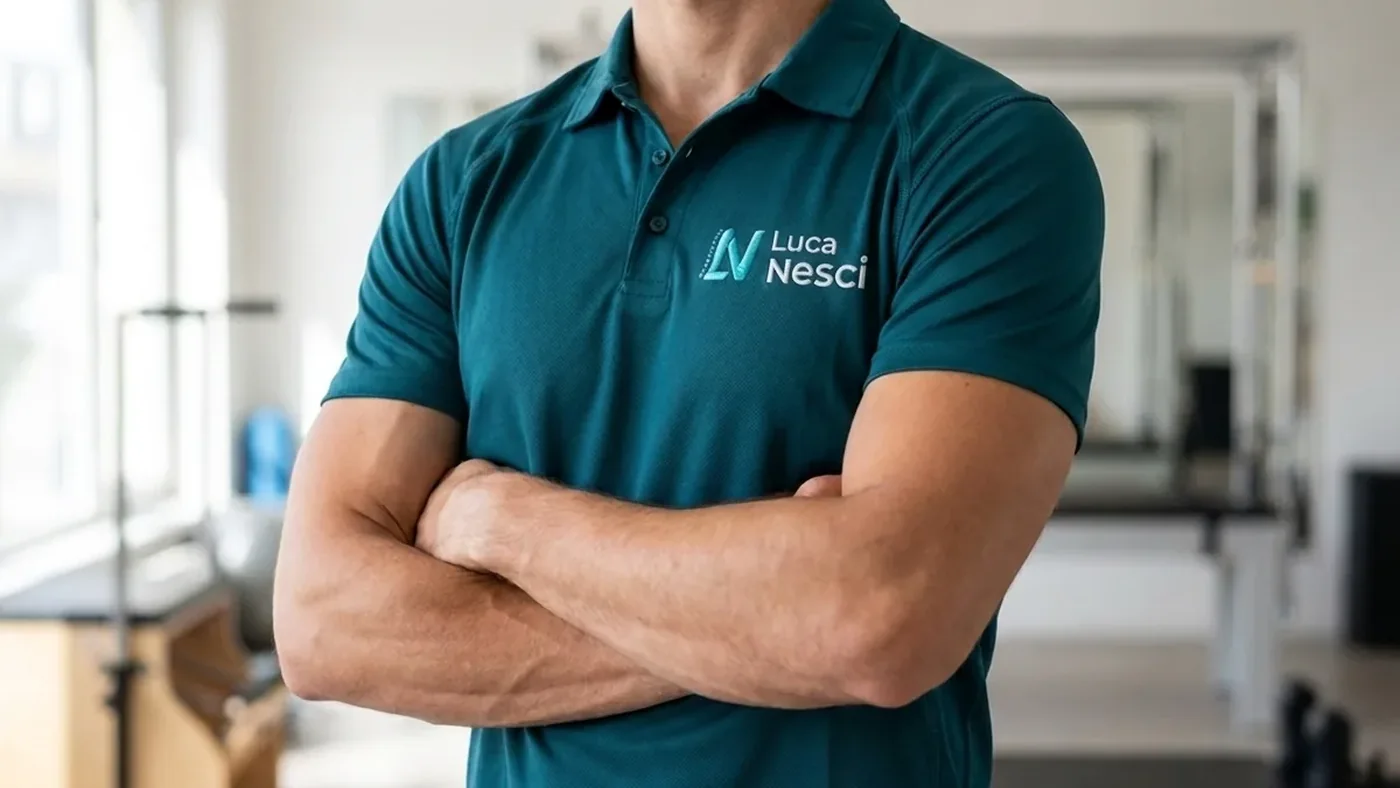 Luca Nesci, la polo con il monogramma LN