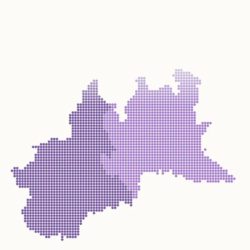 Mappa di Piemonte e Lombardia con Torino evidenziata
